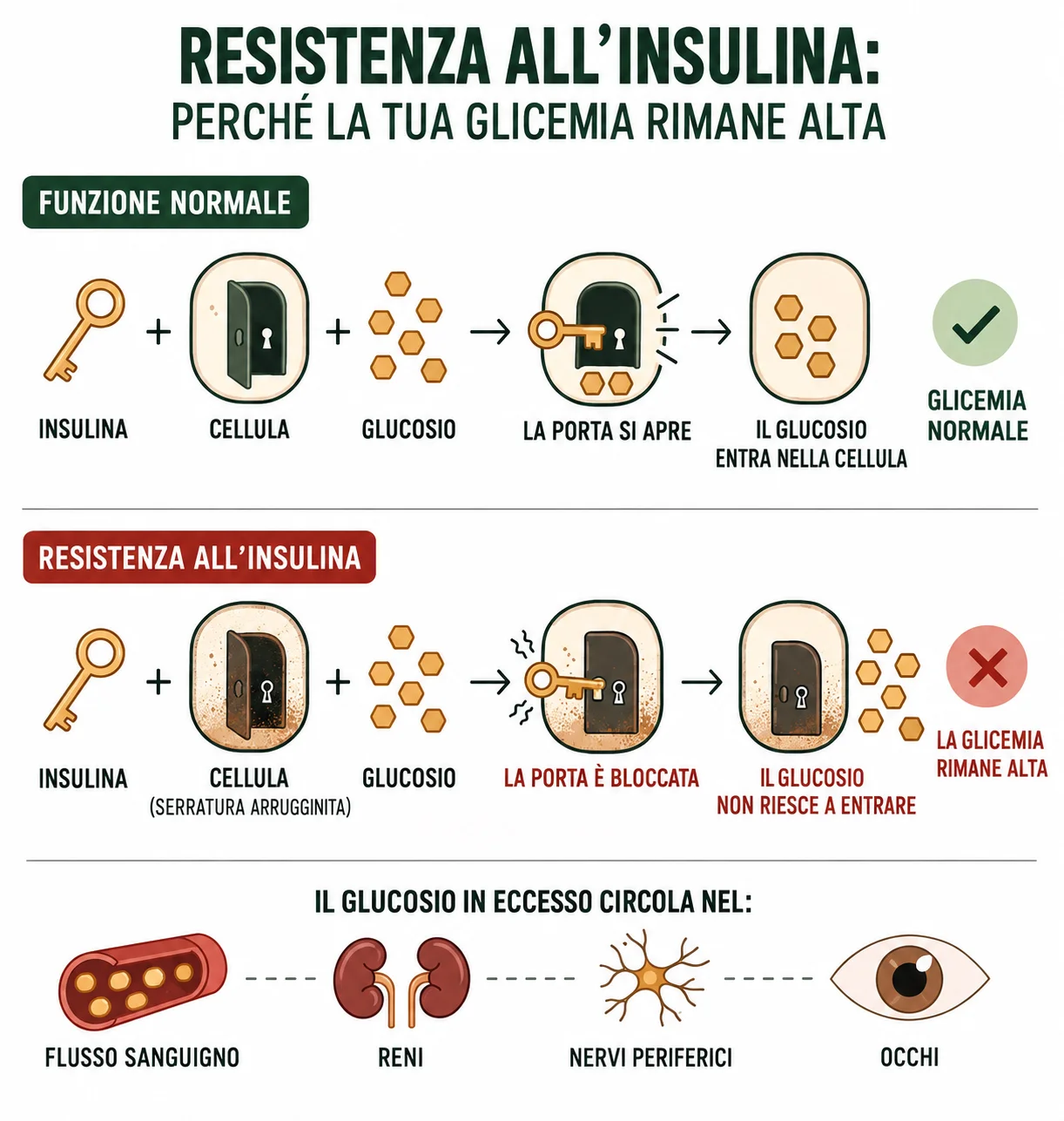 Diagramma: resistenza insulinica e perché la glicemia resta alta