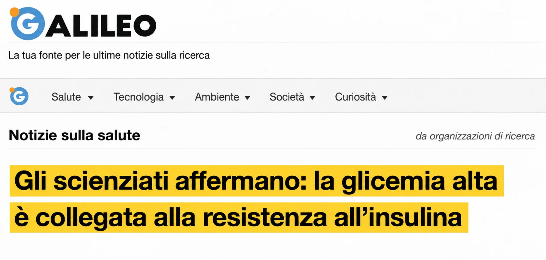 ScienceDaily: gli scienziati sostengono che la glicemia alta è legata alla resistenza insulinica
