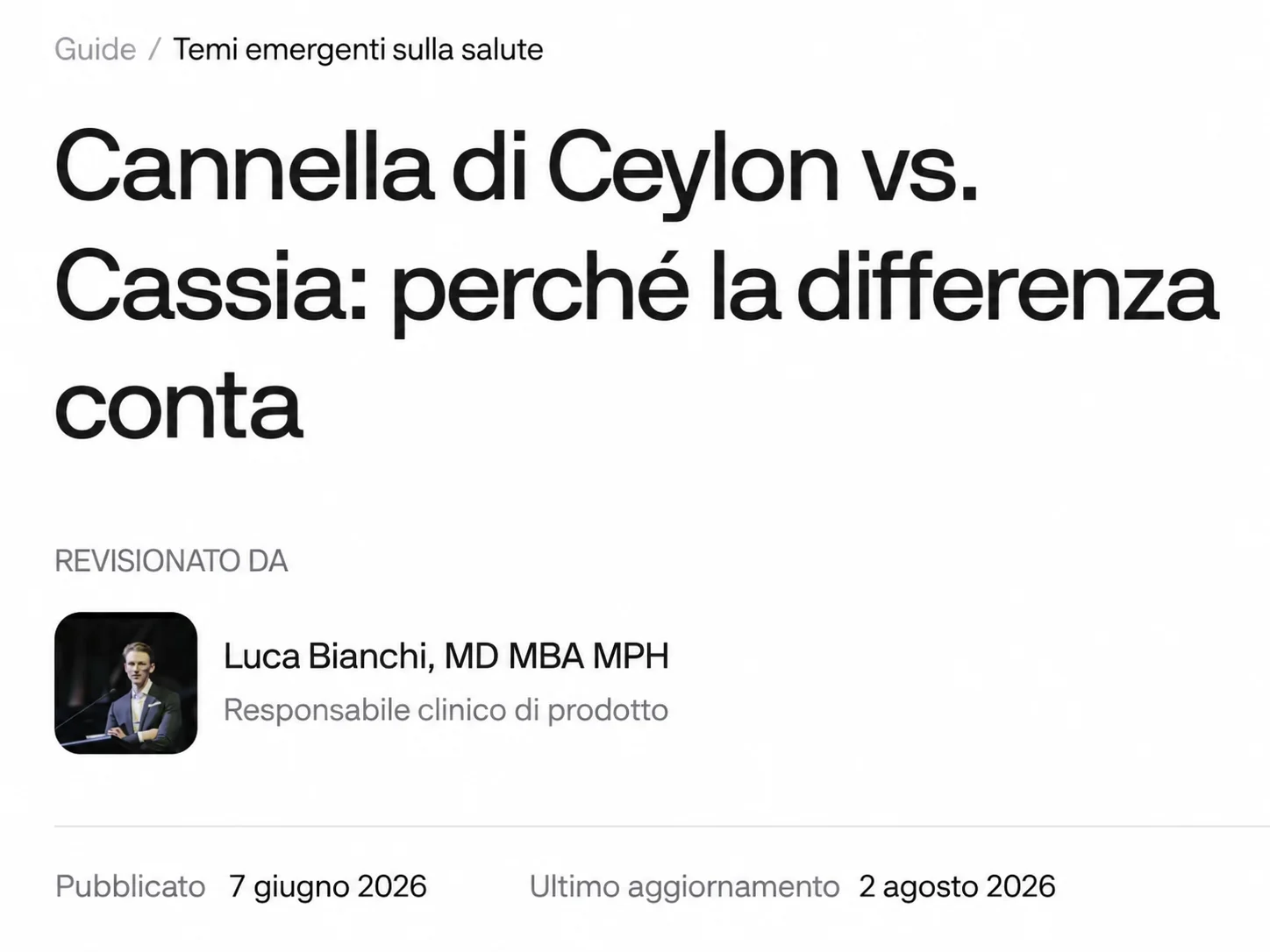 Articolo: Cannella Ceylon vs. Cassia — perché la differenza conta