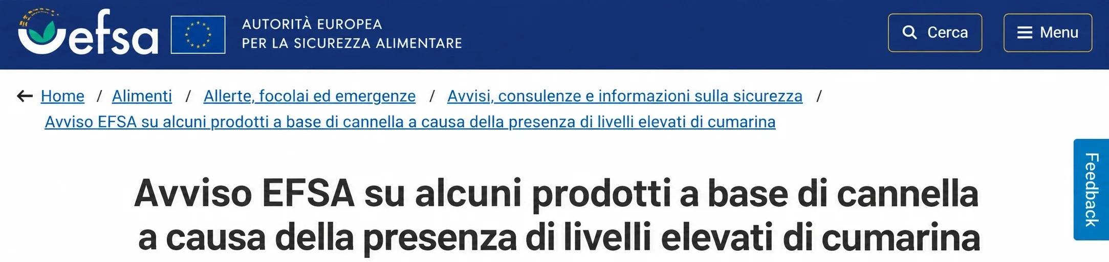 Allerta FDA riguardante alcuni prodotti alla cannella per livelli elevati di cumarina